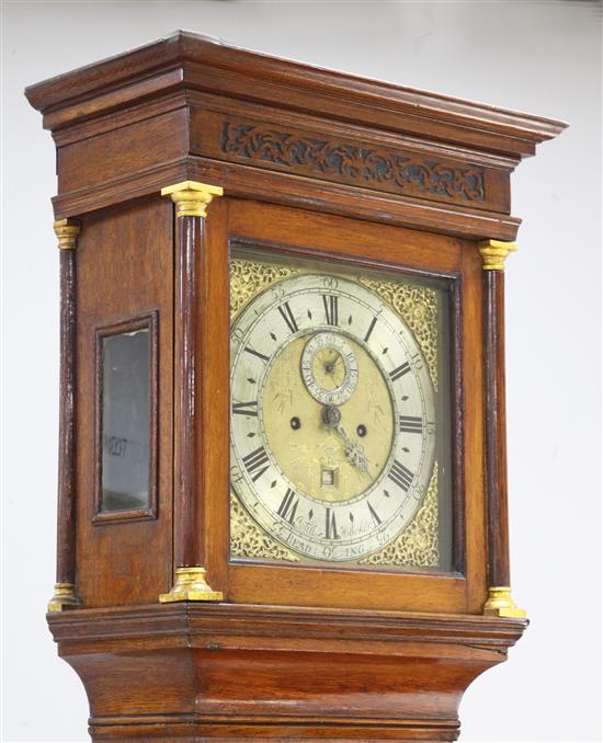 John Hocker of Reading. A George II oak eight day longcase clock, 6ft 10in.